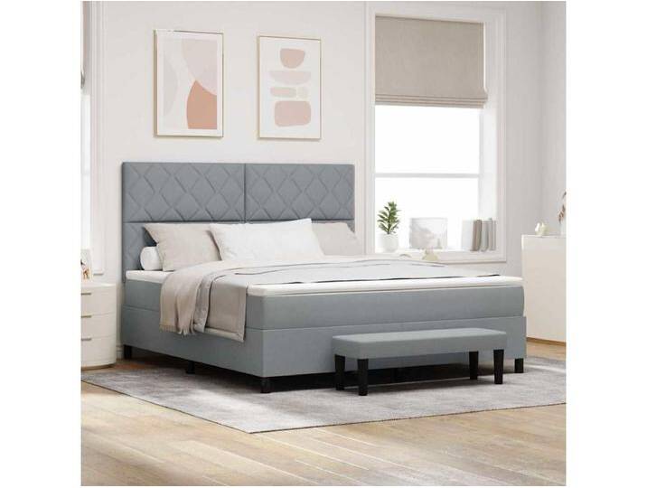 Boxspringbett mit Matratze Hellgrau 180 x 200 cm Stoff von Kauf-Unique Marketplace