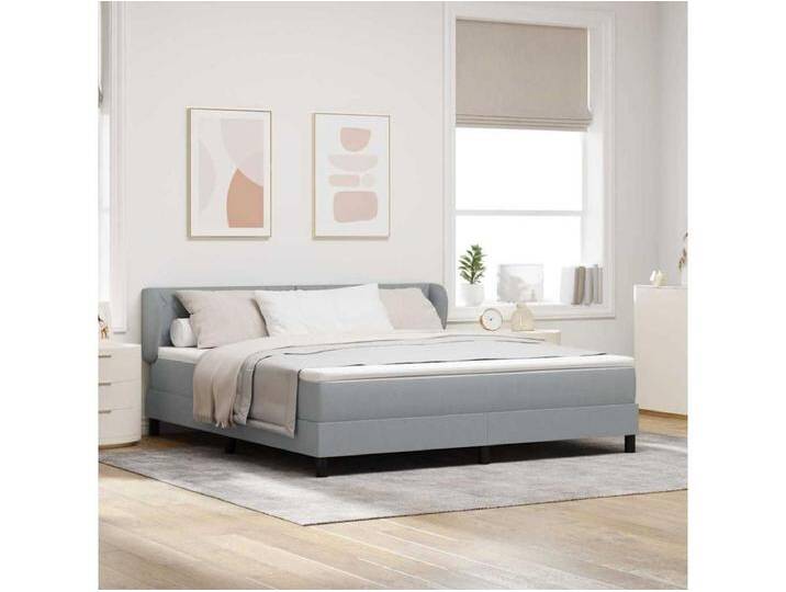 Boxspringbett mit Matratze Hellgrau 180 x 200 cm Stoff Boxspringbett mit Matratze Hellgrau 180 x 200 cm Stoff von Kauf-Unique Marketplace