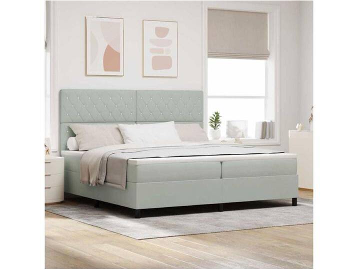 Boxspringbett mit Matratze Hellgrau 200 x 200 cm Samt von Kauf-Unique Marketplace