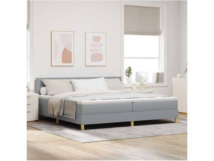 Boxspringbett mit Matratze Hellgrau 200 x 200 cm Stoff von Kauf-Unique Marketplace