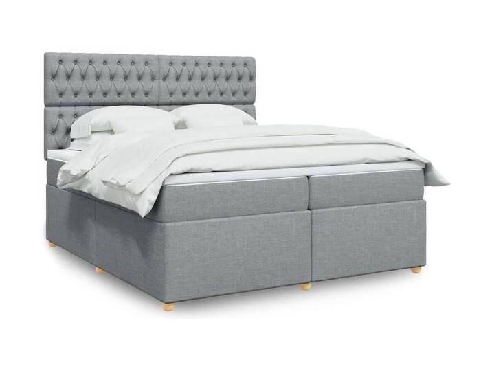 Boxspringbett mit Matratze Hellgrau 200x200 cm Stoff von Kauf-Unique Marketplace