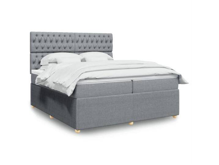 Boxspringbett mit Matratze Hellgrau 200x200 cm Stoff von Kauf-Unique Marketplace