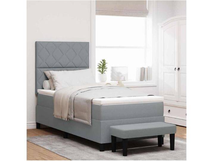 Boxspringbett mit Matratze Hellgrau 90 x 200 cm Stoff von Kauf-Unique Marketplace
