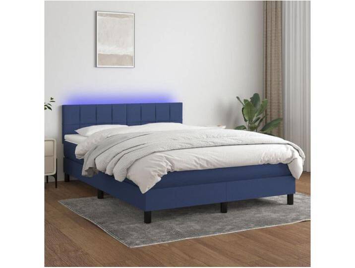 Boxspringbett mit Matratze & LED Blau 140x200 cm Stoff von Kauf-Unique Marketplace