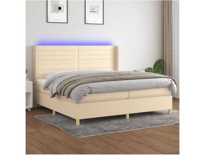 Boxspringbett mit Matratze & LED Creme 200x200 cm Stoff von Kauf-Unique Marketplace