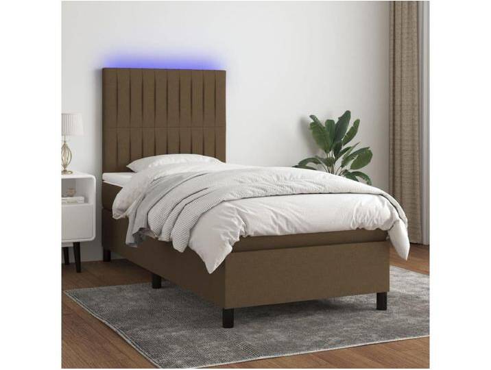 Boxspringbett mit Matratze & LED Dunkelbraun 90x200 cm Stoff von Kauf-Unique Marketplace