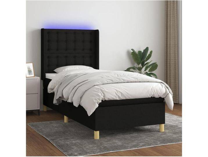 Boxspringbett mit Matratze & LED Schwarz 90x190 cm Stoff von Kauf-Unique Marketplace