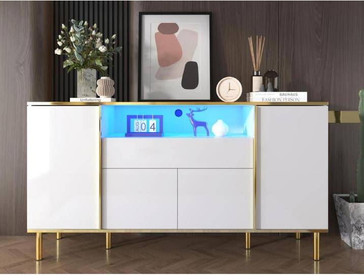 Buffet 150x40x80 cm - mit 1 Schublade - mit 4 Türen - weiß von Kauf-Unique Marketplace