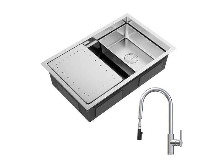 CECIPA MAX Einzelspüle 70×44cm, gebürstete Spüle mit Abtropffläche und Becken + Küchenmischbatterie mit ausziehbarer Brause, 2 Wasserauslassmodi, gebürstet CECIPA MAX Einzelspüle 70×44cm, gebürstete Spüle mit Abtropffläche und Becken + Küchenmischbatterie mit ausziehbarer Brause, 2 Wasserauslassmodi, gebürstet von Kauf-Unique Marketplace
