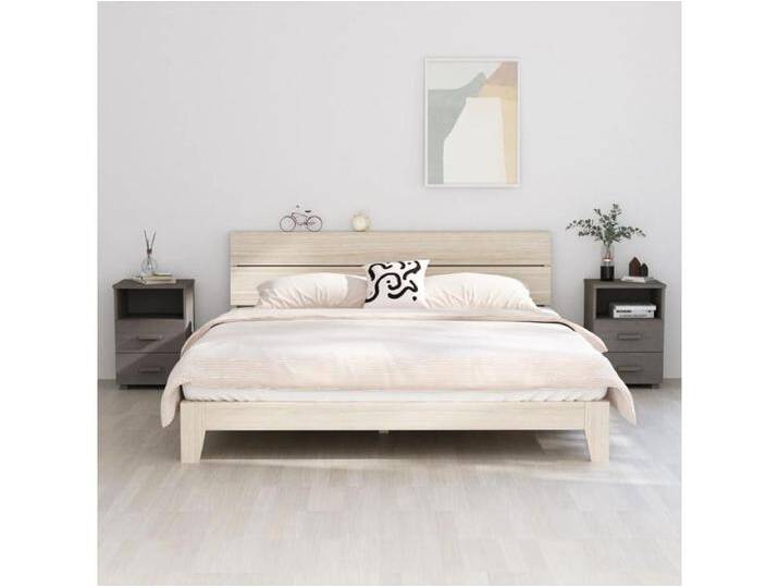 Calvino Nachttische HAMAR 2 Stk. Hellgrau 40x35x62 cm Massivholz von Kauf-Unique Marketplace