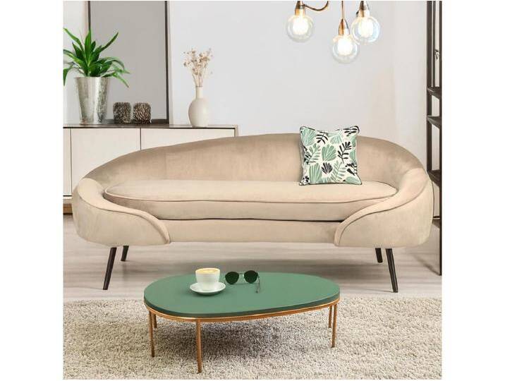 3-Sitzer Sofa Brendan Velours Taupe Stil Chic Modern Bequem von Kauf-Unique Marketplace