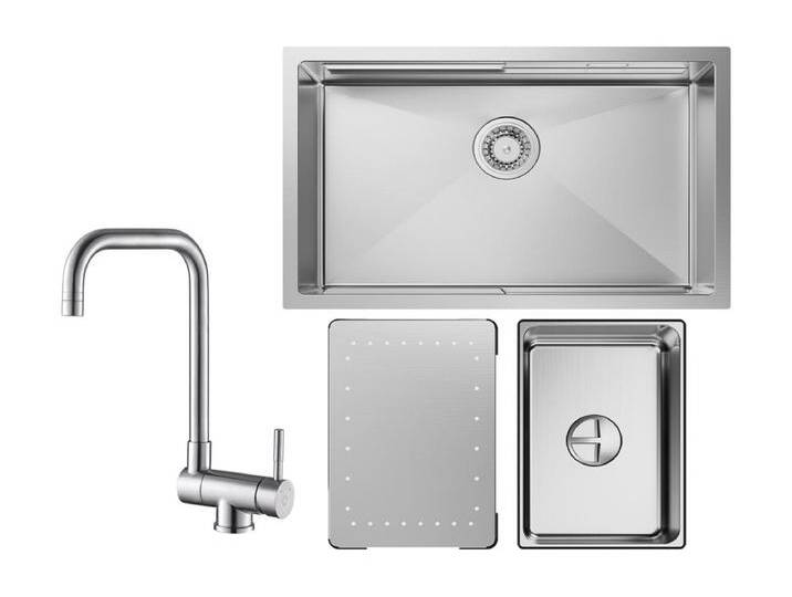 Cecipa max Einzelspüle 70×44×21CM Edelstahlspüle gebürstet mit Abtropffläche und Becken + klappbarer Küchenarmatur Klappbare Mischbatterie vor dem Fenster Gebürstet von Kauf-Unique Marketplace