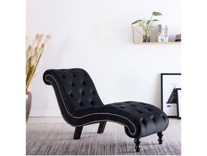 Chaiselongue Schwarz Samt von Kauf-Unique Marketplace