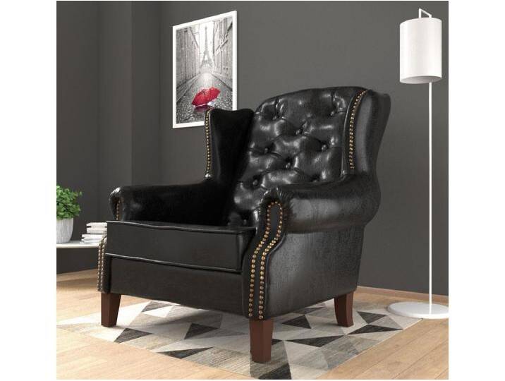 Chesterfield Ohrensessel Liam mit Steppung und Holzbeinen aus veganem Leder Chesterfield Ohrensessel Liam mit Steppung und Holzbeinen aus veganem Leder von Kauf-Unique Marketplace