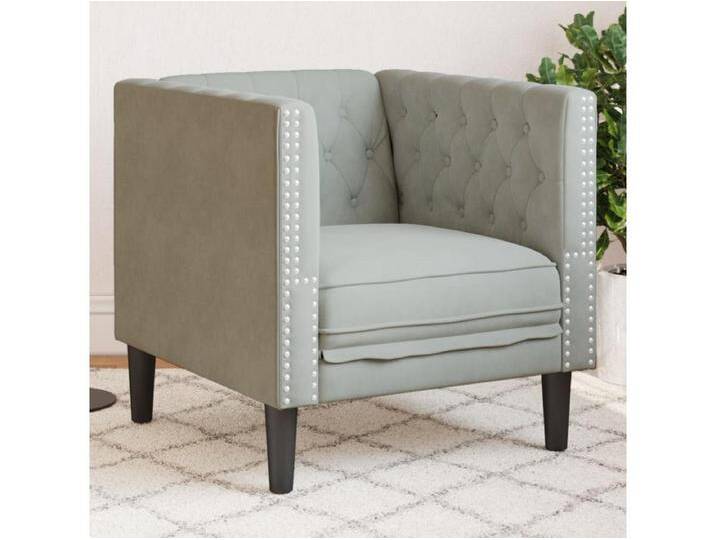 Chesterfield-Sessel Hellgrau Samt von Kauf-Unique Marketplace