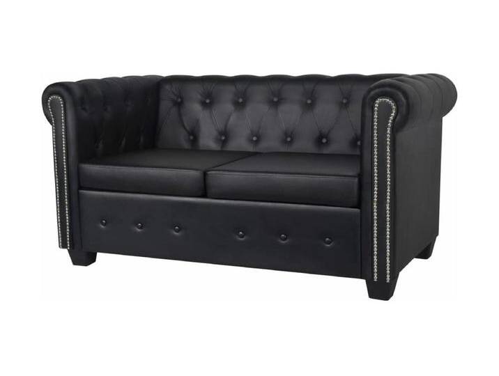 Chesterfield-Sofa 2-Sitzer Kunstleder Schwarz von Kauf-Unique Marketplace