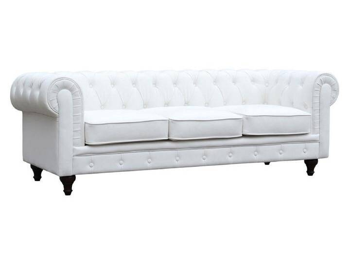 Chesterfield-Sofa Aliza - 208 x 82 x 70 cm - 3-Sitzer - Weiß von Kauf-Unique Marketplace