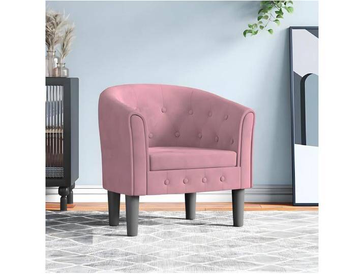 Clubsessel Rosa Samt von Kauf-Unique Marketplace