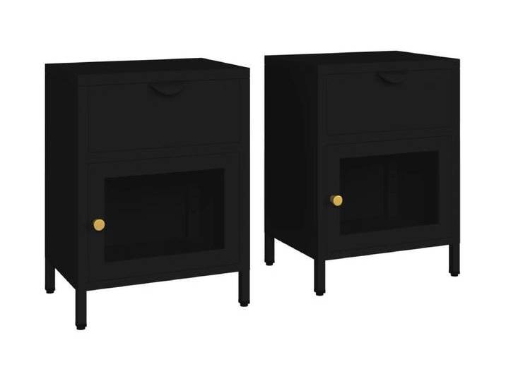 Coola Nachttische 2 Stk. Schwarz 40x30x54,5 cm Stahl und Glas von Kauf-Unique Marketplace