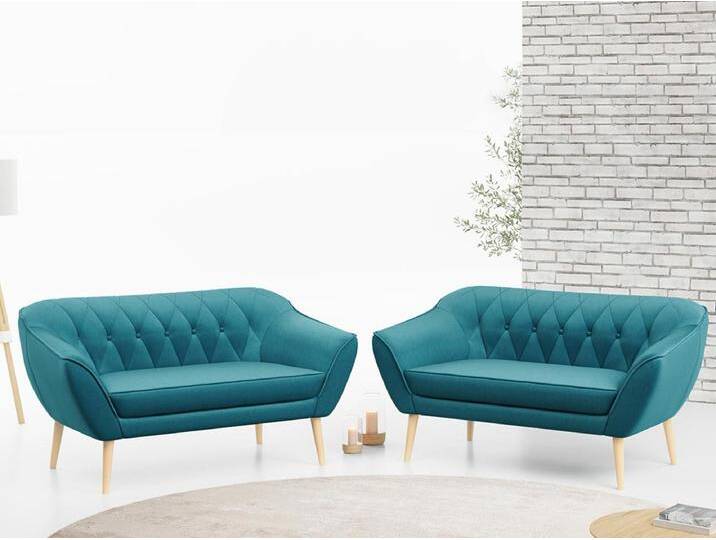 Couchgarnitur PIRS - 2+2, Skandinavischer Set mit Armlehnen, Holzbeine - Blau Velvet Couchgarnitur PIRS - 2+2, Skandinavischer Set mit Armlehnen, Holzbeine - Blau Velvet von Kauf-Unique Marketplace