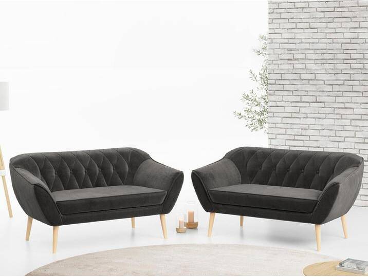 Couchgarnitur PIRS - 2+2, Skandinavischer Set mit Armlehnen, Holzbeine - Grau Velvet Couchgarnitur PIRS - 2+2, Skandinavischer Set mit Armlehnen, Holzbeine - Grau Velvet von Kauf-Unique Marketplace