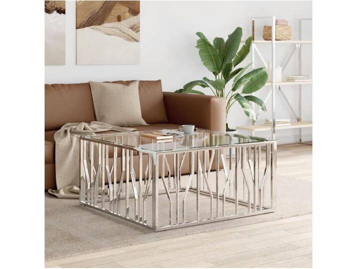 Couchtisch 100x100x50 cm Edelstahl und Glas von Kauf-Unique Marketplace