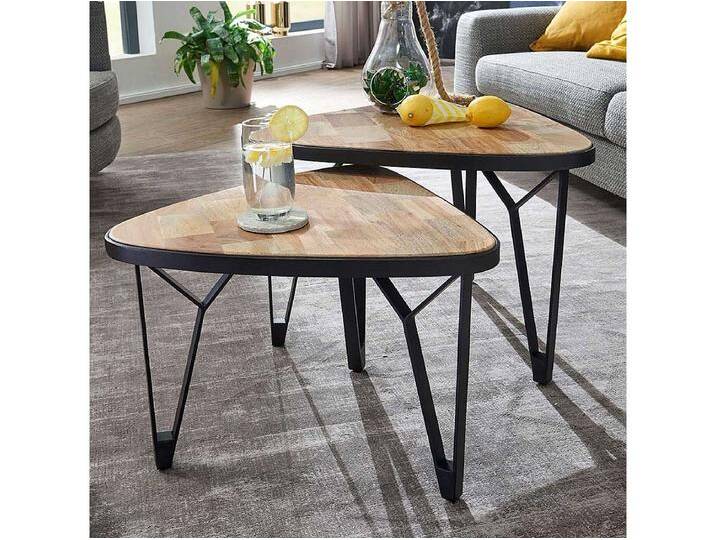 Couchtisch 2er Set modern aus Akazie Massivholz Metall (zweiteilig) von Kauf-Unique Marketplace