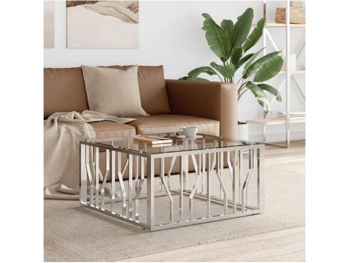 Couchtisch 80x80x40 cm Edelstahl und Glas von Kauf-Unique Marketplace