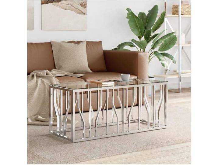 Couchtisch Beistelltisch 110x45x45 cm Edelstahl und Glas -MN20291 von Kauf-Unique Marketplace