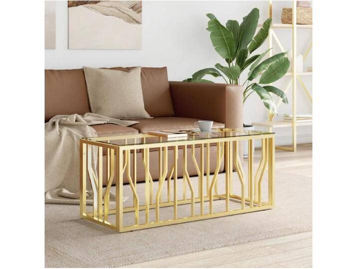 Couchtisch Beistelltisch 110x45x45 cm Edelstahl und Glas -MN69677 von Kauf-Unique Marketplace