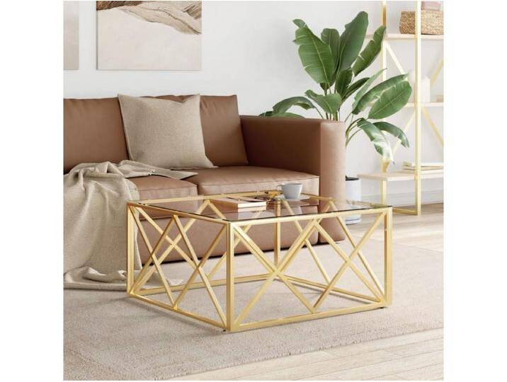 Couchtisch Beistelltisch 80x80x40 cm Edelstahl und Glas -MN46159 von Kauf-Unique Marketplace