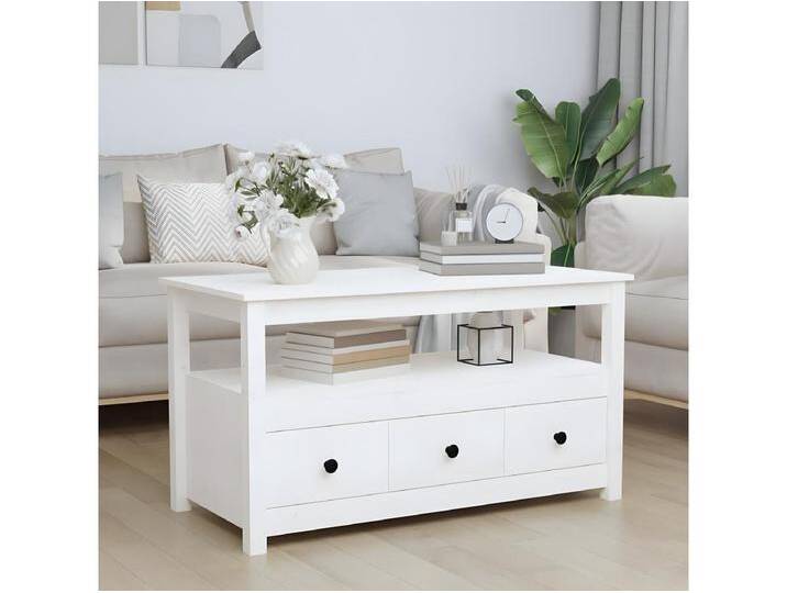 Couchtisch Beistelltisch Weiß 102x49x55 cm Massivholz Kiefer -MN81821 von Kauf-Unique Marketplace