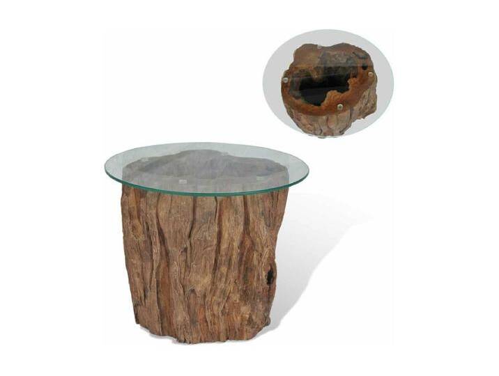 Couchtisch Teak Glas 50x40 cm von Kauf-Unique Marketplace