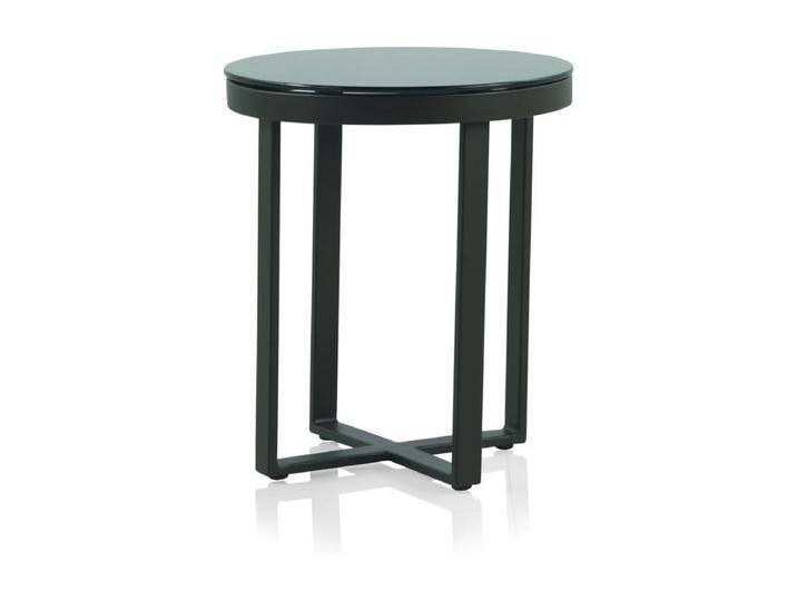 Couchtisch aus braun Aluminium mit schwarz Glas 45 cm Durchmesser von Kauf-Unique Marketplace
