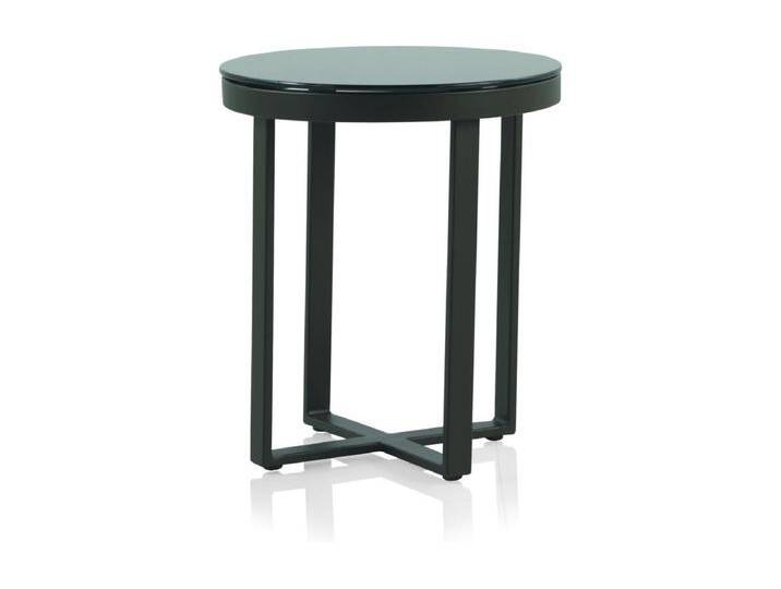 Couchtisch aus braun Aluminium mit schwarz Glas 45 cm Durchmesser von Kauf-Unique Marketplace