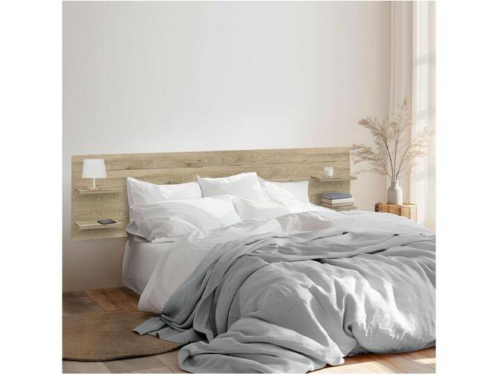DHOME Kopfteil mit Regalen aus recyceltem Holz, DM-Wandbehang, horizontaler Palettenstil mit Beinen, nordisches Vintage-Bett (220 cm Kambriumholz) von Kauf-Unique Marketplace