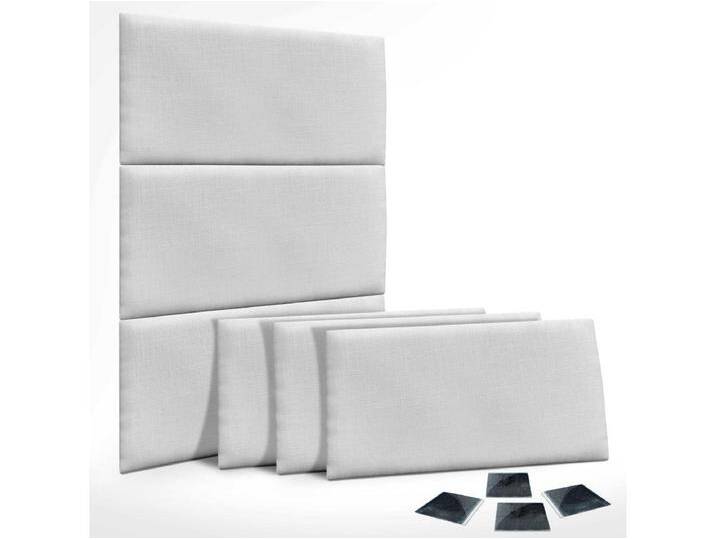 DHOME Set aus 1 mit Leinen gepolsterten selbstklebenden Paneel für Wände - Schallabsorbierend, Stoßschutz, Kopfteil-Dekoration (Weiß, 60x40cm, X6) von Kauf-Unique Marketplace