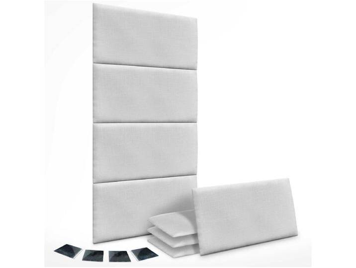 DHOME Set aus 1 mit Leinen gepolsterten selbstklebenden Paneel für Wände - Schallabsorbierend, Stoßschutz, Kopfteil-Dekoration (Weiß, 60x40cm, X8) von Kauf-Unique Marketplace