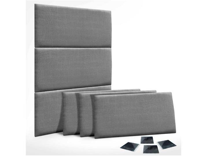 DHOME Set aus 6 mit Leinen gepolsterten selbstklebenden Paneelen für Wände - Schallabsorbierend, Stoßschutz, Kopfteil-Dekoration (Dunkelgrau, 60x40cm, x6) von Kauf-Unique Marketplace