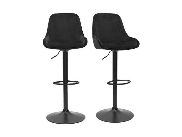 Design-Barhocker aus petrolblauem Samtstoff und schwarzem Metall 360° drehbar (2er-Set) HOLO von Kauf-Unique Marketplace