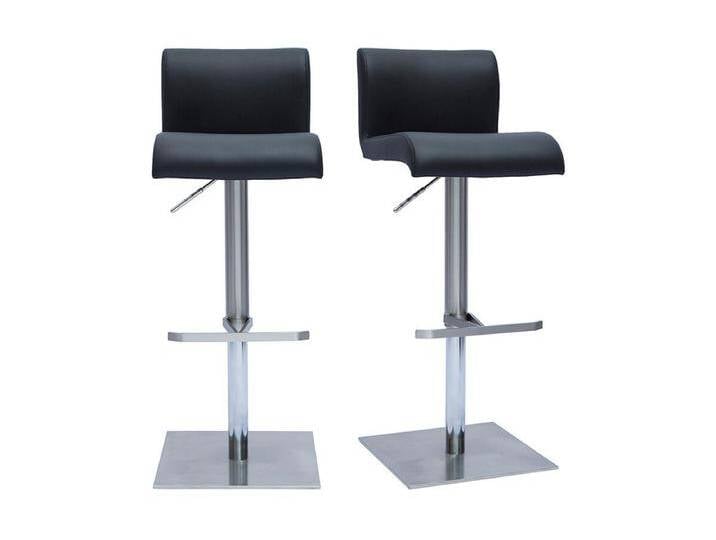 Design-Barhocker höhenverstellbar schwarz gebürsteter Edelstahl (2er-Set) SHEINA von Kauf-Unique Marketplace