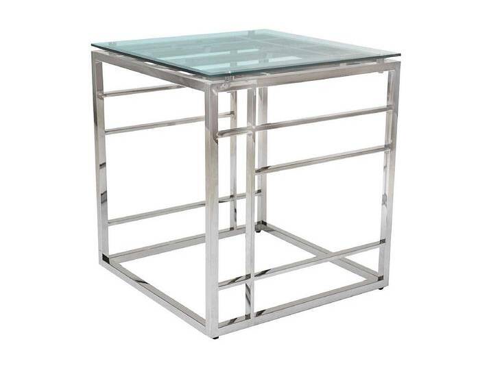 Design Beistelltisch aus Glas und Edelstahl quadratisch von Kauf-Unique Marketplace