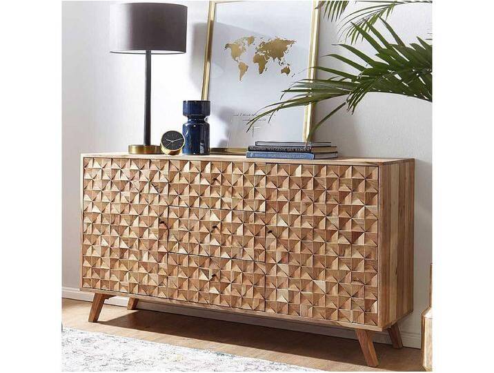 Design Sideboard aus Akazie Massivholz Retrostil Design Sideboard aus Akazie Massivholz Retrostil von Kauf-Unique Marketplace