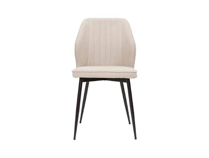 Design-Stühle Stoff mit strukturiertem Samteffekt in Beige und schwarze Metallfüße (2er-Set) FANETTE von Kauf-Unique Marketplace
