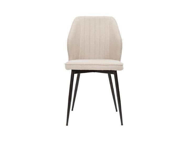 Design-Stühle Stoff mit strukturiertem Samteffekt in Beige und schwarze Metallfüße (2er-Set) FANETTE von Kauf-Unique Marketplace