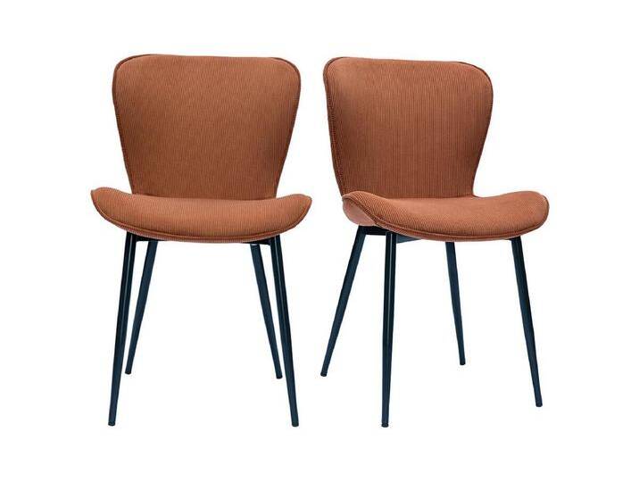 Design-Stühle aus Cordstoff in Terracotta und schwarzem Metall (2er-Set) ADDICT von Kauf-Unique Marketplace