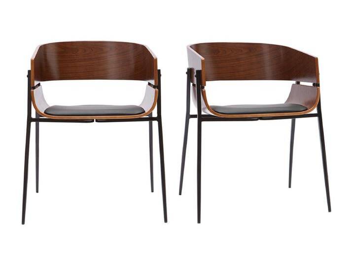 Design-Stühle aus dunklem Holz und schwarzem Metall (2er-Set) WESS von Kauf-Unique Marketplace