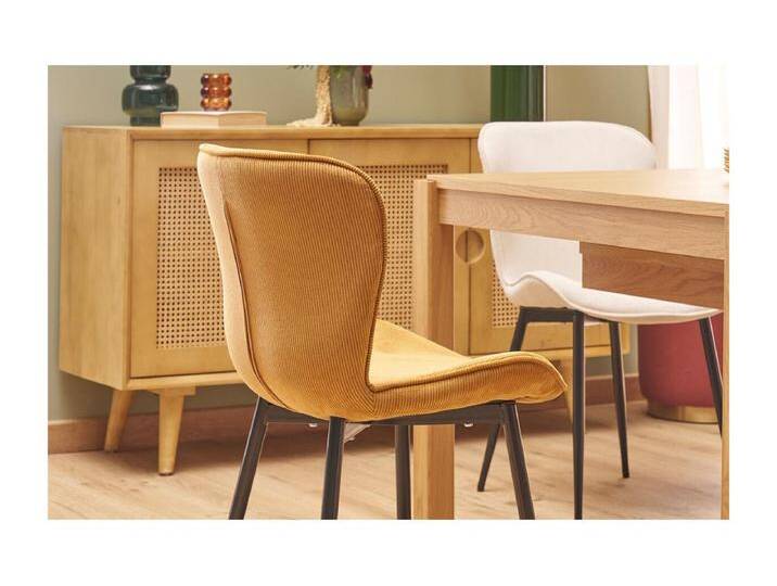 Design-Stühle aus kumingelbem Cord mit Samteffekt und schwarzen Metallbeinen (2er-Set) ADDICT von Kauf-Unique Marketplace