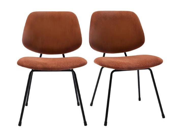 Design-Stühle aus terracottafarbenem Stoff mit Samteffekt und schwarzem Metallfuß (2er-Set) BARNET von Kauf-Unique Marketplace