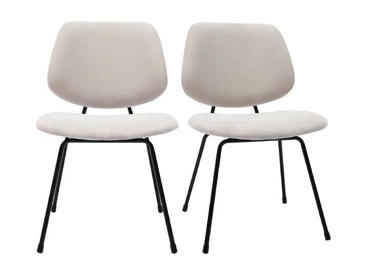 Design-Stühle beiger Stoff mit Samteffekt und schwarzer Metallfuß (2er-Set) BARNET von Kauf-Unique Marketplace